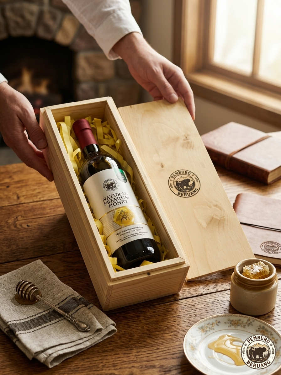 Indonesian Wild Honey 750ml - Pemburu Beruang Limited Edition Wood Box
